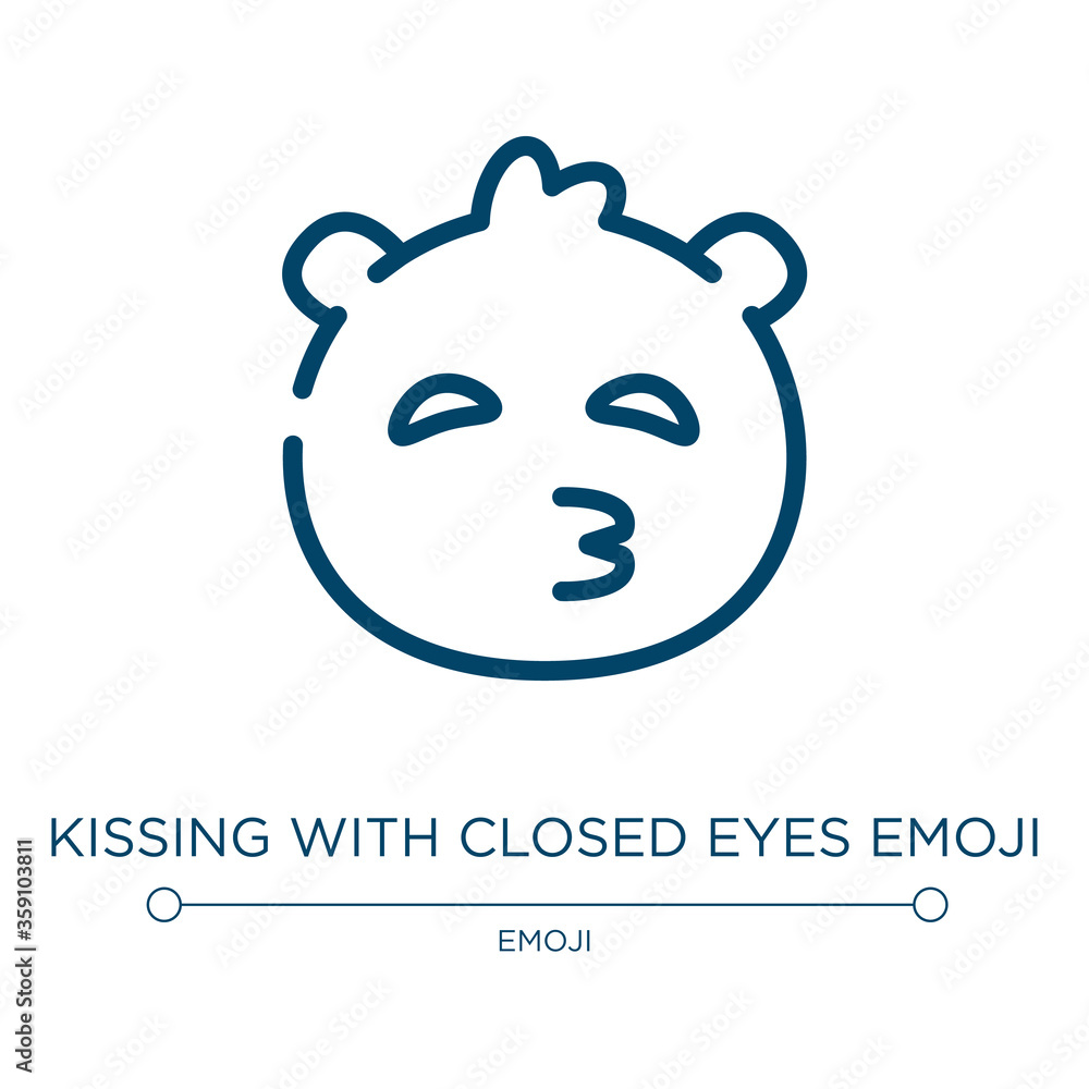 Kissing with closed eyes emoji icon. Linear vector illustration from