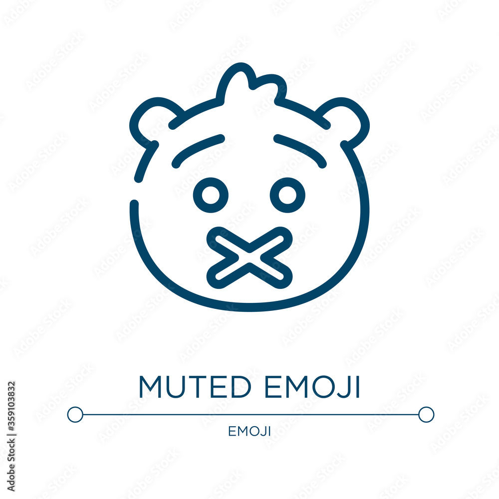 Muted emoji icon. Linear vector illustration from emoji collection. Outline muted emoji icon