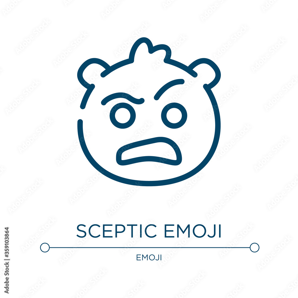 Sceptic emoji icon. Linear vector illustration from emoji collection. Outline sceptic emoji icon vector. Thin line symbol for use on web and mobile apps, logo, print media. Sceptic emoji icon. Linear vector illustration from emoji collection. Outline sceptic emoji icon vector. Thin line symbol for use on web and mobile apps, logo, print media.