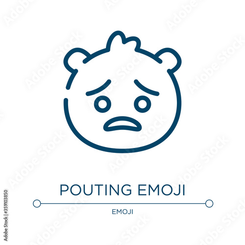 Pouting emoji icon. Linear vector illustration from emoji collection. Outline pouting emoji icon vector. Thin line symbol for use on web and mobile apps, logo, print media.