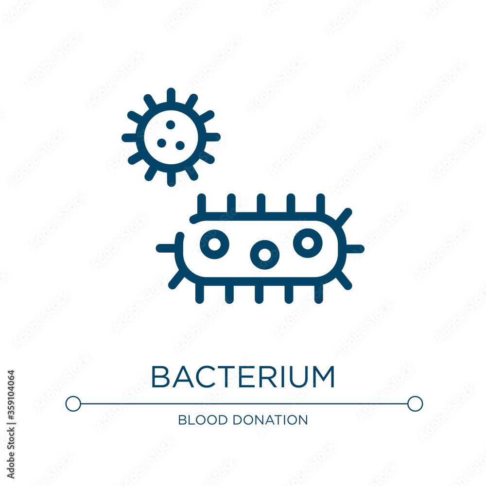 Bacterium icon. Linear vector illustration from hospital collection. Outline bacterium icon vector. Thin line symbol for use on web and mobile apps, logo, print media. Bacterium icon. Linear vector illustration from hospital collection. Outline bacterium icon vector. Thin line symbol for use on web and mobile apps, logo, print media.