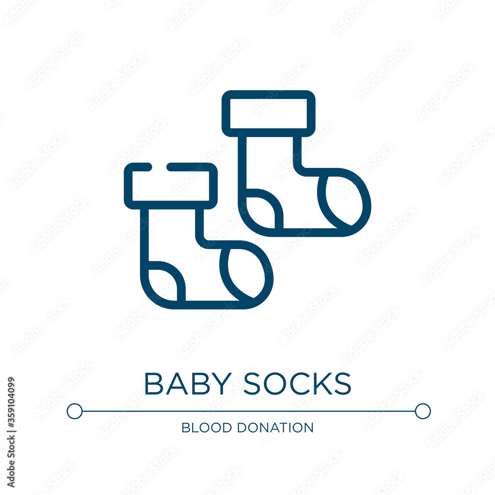 Baby socks icon. Linear vector illustration from baby collection. Outline baby socks icon vector. Thin line symbol for use on web and mobile apps, logo, print media. Baby socks icon. Linear vector illustration from baby collection. Outline baby socks icon vector. Thin line symbol for use on web and mobile apps, logo, print media.
