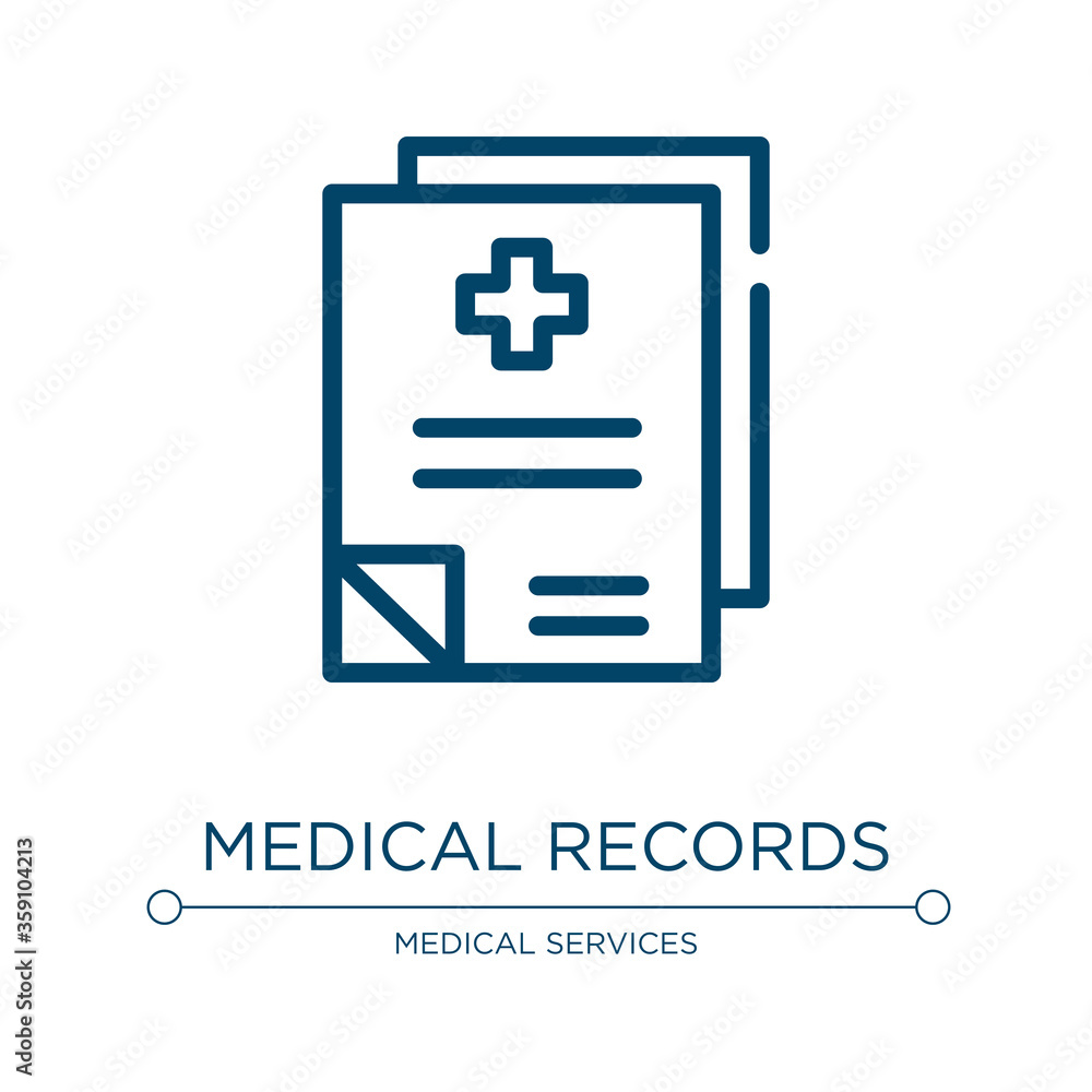 Medical records icon. Linear vector illustration from medical services  collection. Outline medical records icon vector. Thin line symbol for use  on web and mobile apps, logo, print media. Stock Vector | Adobe