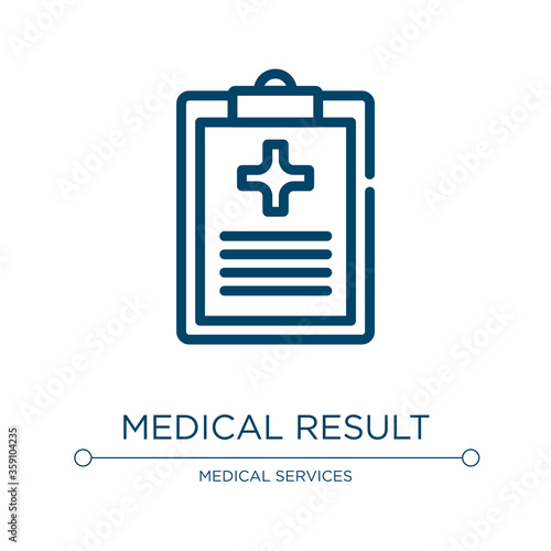 Medical result icon. Linear vector illustration from medical kit collection. Outline medical result icon vector. Thin line symbol for use on web and mobile apps, logo, print media.
