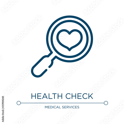 Health check icon. Linear vector illustration from medicaments collection. Outline health check icon vector. Thin line symbol for use on web and mobile apps, logo, print media.