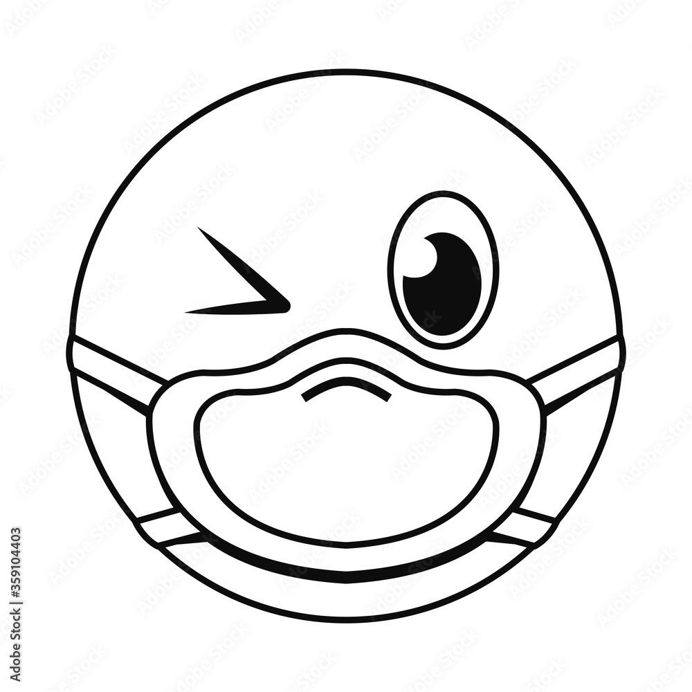 wink emoji with mask line style icon vector design wink emoji with mask line style icon vector design