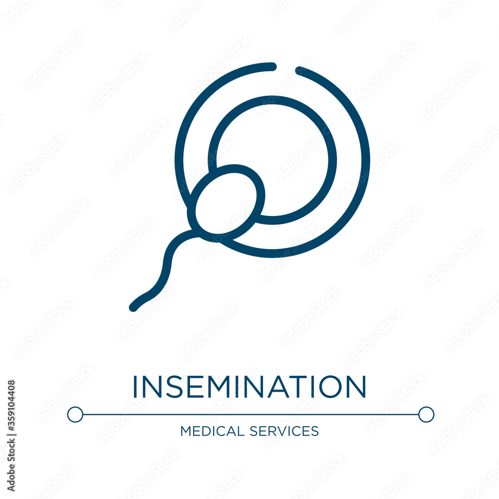 Insemination icon. Linear vector illustration from biochemistry and medicine healthcare collection. Outline insemination icon vector. Thin line symbol for use on web and mobile apps, logo, print Insemination icon. Linear vector illustration from biochemistry and medicine healthcare collection. Outline insemination icon vector. Thin line symbol for use on web and mobile apps, logo, print