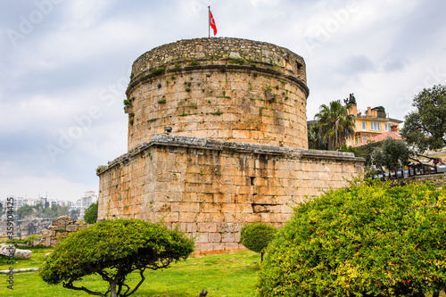 It's Hidirlik Tower, the historic town of Antalya, Turkey photo