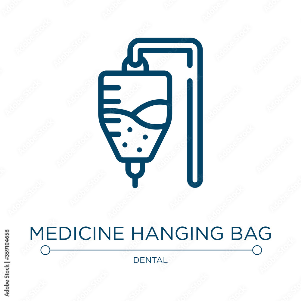 Medicine hanging bag icon. Linear vector illustration from medicine collection. Outline medicine hanging bag icon vector. Thin line symbol for use on web and mobile apps, logo, print media. Medicine hanging bag icon. Linear vector illustration from medicine collection. Outline medicine hanging bag icon vector. Thin line symbol for use on web and mobile apps, logo, print media.
