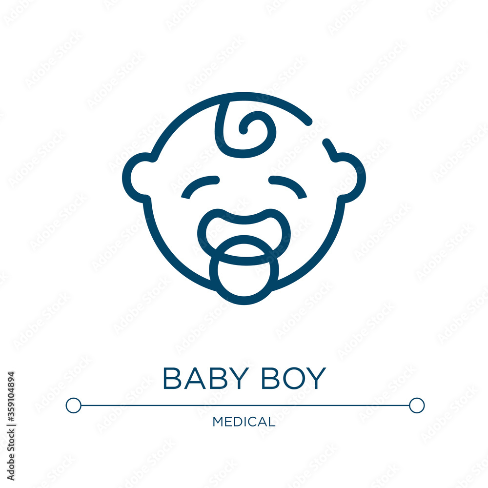 Baby boy icon. Linear vector illustration from baby collection. Outline baby boy icon vector. Thin line symbol for use on web and mobile apps, logo, print media.