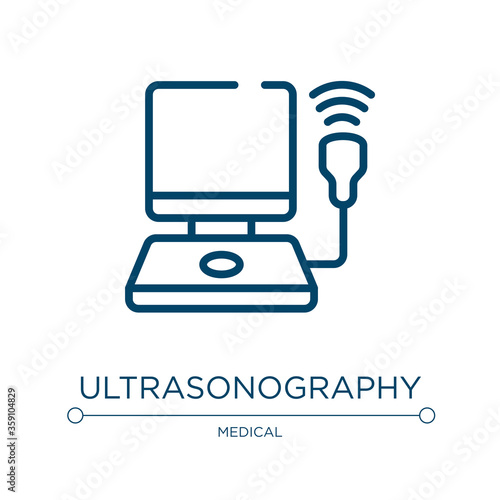 Ultrasonography icon. Linear vector illustration from medical instruments collection. Outline ultrasonography icon vector. Thin line symbol for use on web and mobile apps, logo, print media.