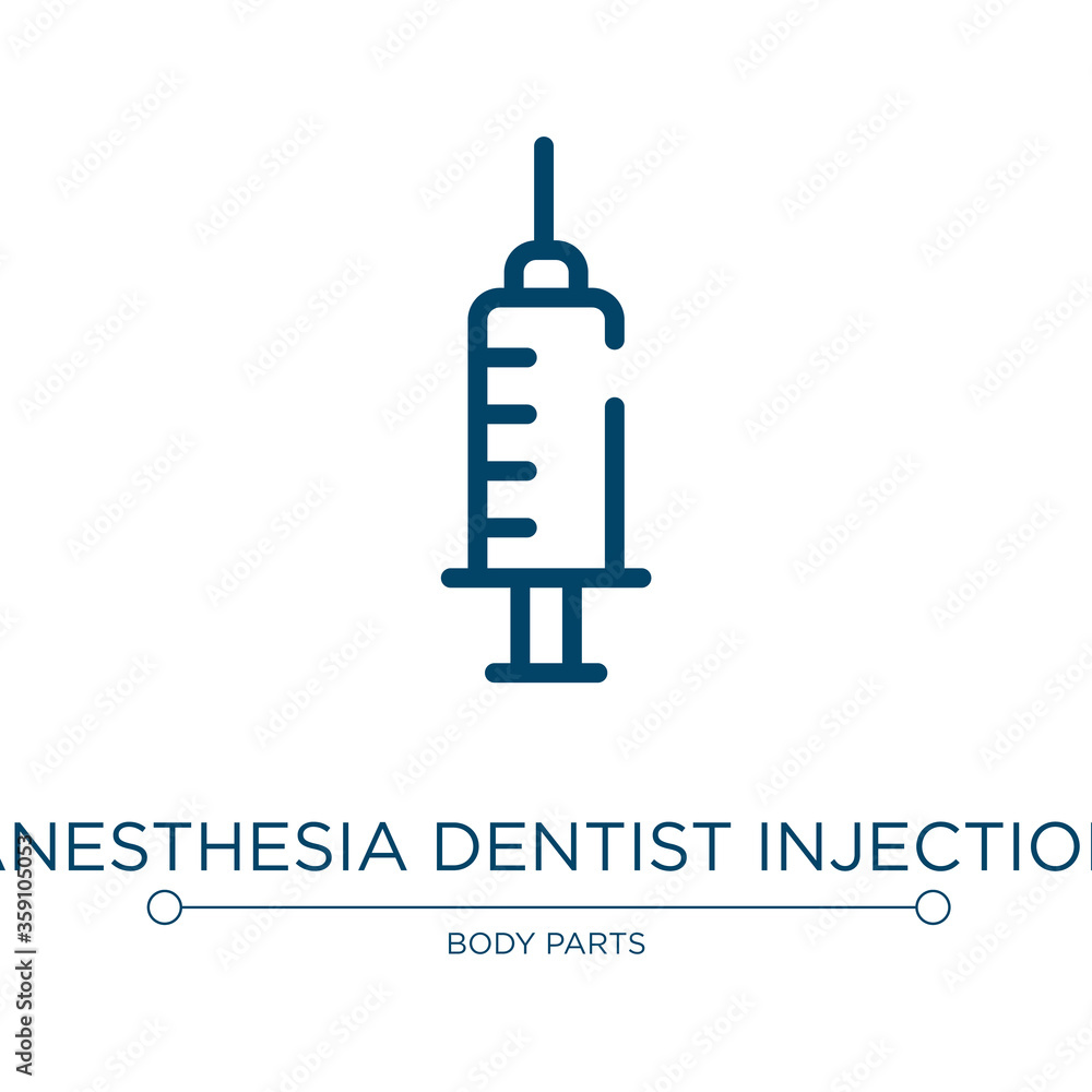 Anesthesia dentist injection diagonal symbol icon. Linear vector ...