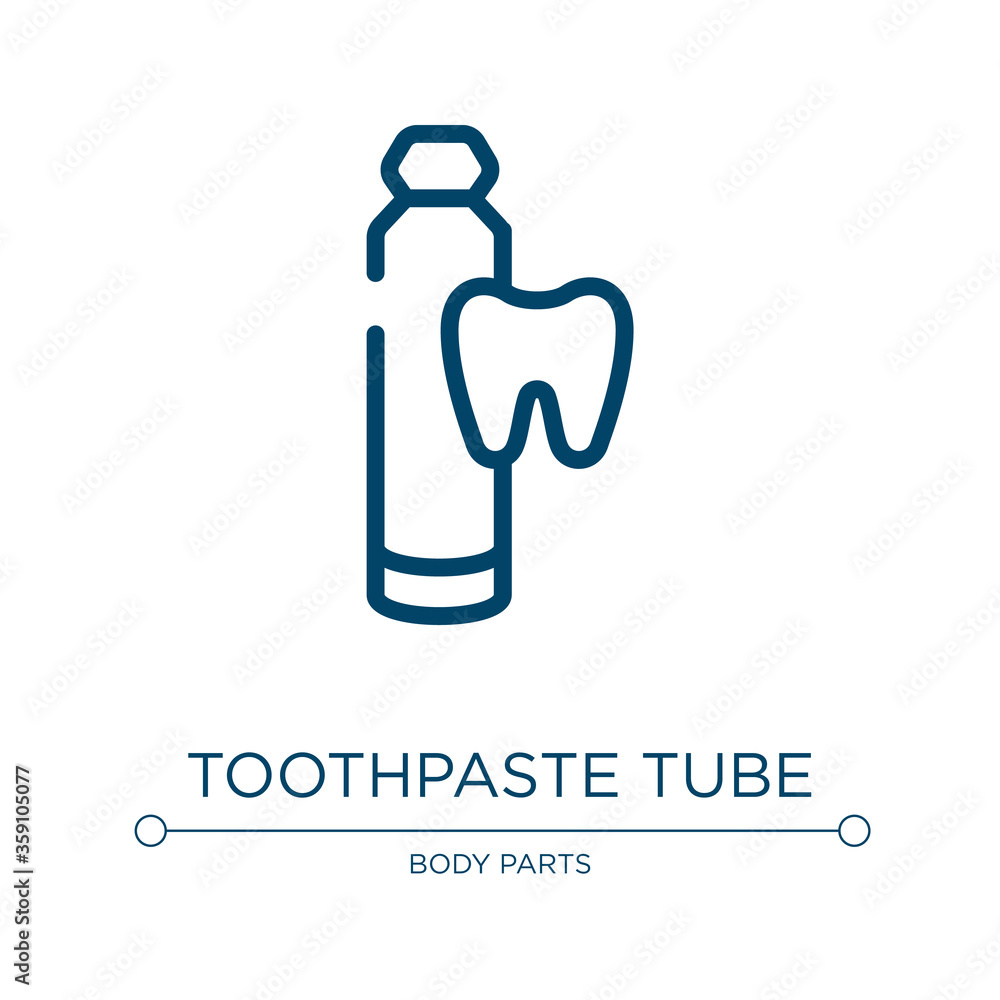 Toothpaste tube icon. Linear vector illustration from dentist collection. Outline toothpaste tube icon vector. Thin line symbol for use on web and mobile apps, logo, print media.
