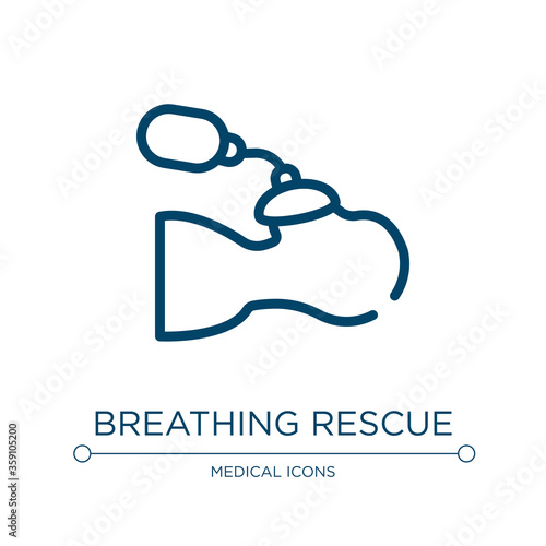 Breathing rescue icon. Linear vector illustration from health set collection. Outline breathing rescue icon vector. Thin line symbol for use on web and mobile apps, logo, print media.