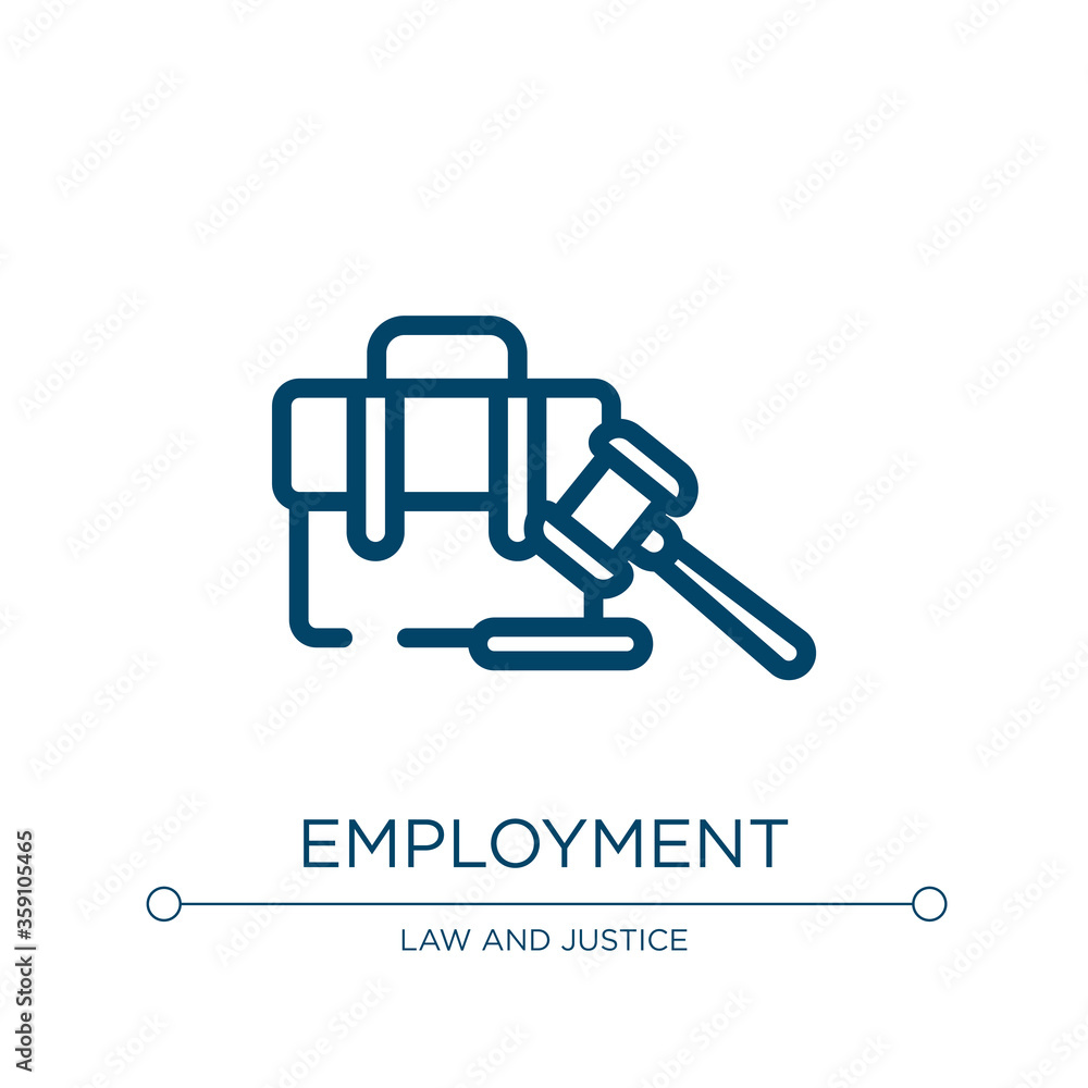 Fototapeta premium Employment icon. Linear vector illustration from law and justice collection. Outline employment icon vector. Thin line symbol for use on web and mobile apps, logo, print media.