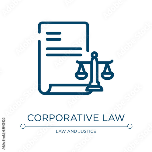 Corporative law icon. Linear vector illustration from law and justice collection. Outline corporative law icon vector. Thin line symbol for use on web and mobile apps, logo, print media.