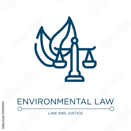 Environmental law icon. Linear vector illustration from law and justice collection. Outline environmental law icon vector. Thin line symbol for use on web and mobile apps, logo, print media.