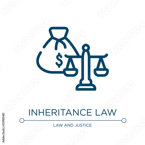 Inheritance law icon. Linear vector illustration from law and justice collection. Outline inheritance law icon vector. Thin line symbol for use on web and mobile apps, logo, print media.