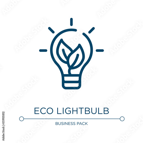 Eco lightbulb icon. Linear vector illustration from business pack collection. Outline eco lightbulb icon vector. Thin line symbol for use on web and mobile apps, logo, print media.