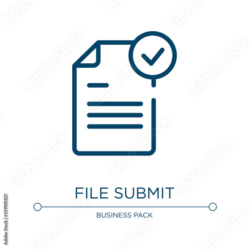 File submit icon. Linear vector illustration from marketing and seo collection. Outline file submit icon vector. Thin line symbol for use on web and mobile apps, logo, print media.