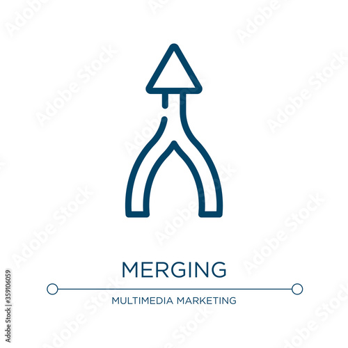 Merging icon. Linear vector illustration from statistic collection collection. Outline merging icon vector. Thin line symbol for use on web and mobile apps, logo, print media.
