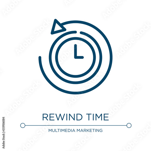 Rewind time icon. Linear vector illustration from commerce and marketing collection. Outline rewind time icon vector. Thin line symbol for use on web and mobile apps, logo, print media.