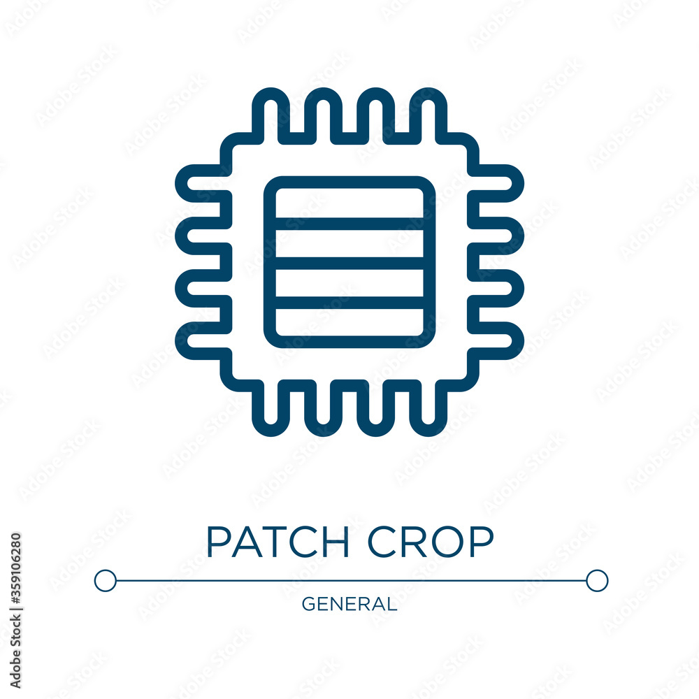 Patch crop icon. Linear vector illustration from general collection. Outline patch crop icon vector. Thin line symbol for use on web and mobile apps, logo, print media. Patch crop icon. Linear vector illustration from general collection. Outline patch crop icon vector. Thin line symbol for use on web and mobile apps, logo, print media.