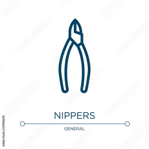 Nippers icon. Linear vector illustration from general collection. Outline nippers icon vector. Thin line symbol for use on web and mobile apps, logo, print media.