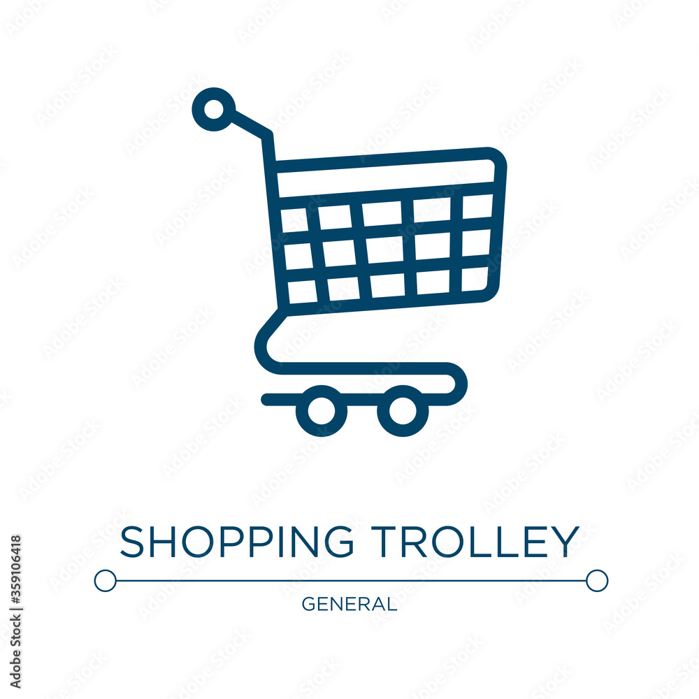 Shopping trolley icon. Linear vector illustration from general collection. Outline shopping trolley icon vector. Thin line symbol for use on web and mobile apps, logo, print media. Shopping trolley icon. Linear vector illustration from general collection. Outline shopping trolley icon vector. Thin line symbol for use on web and mobile apps, logo, print media.