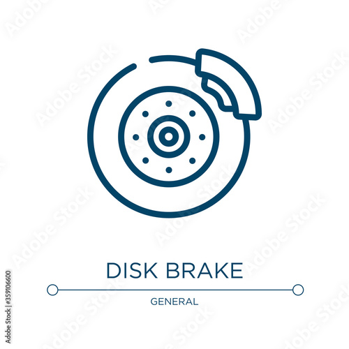 Disk brake icon. Linear vector illustration from general collection. Outline disk brake icon vector. Thin line symbol for use on web and mobile apps, logo, print media.