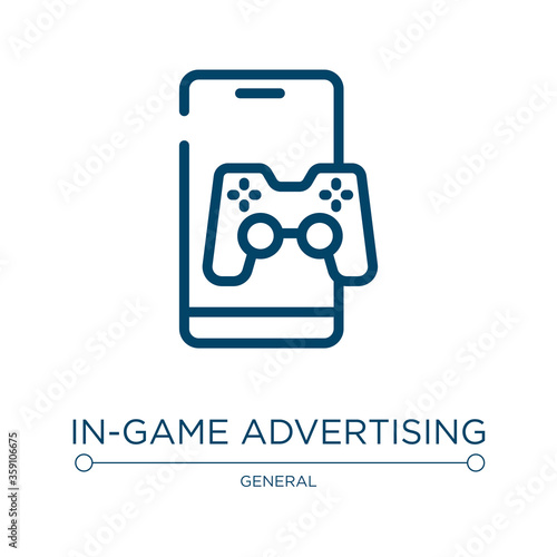 In-game advertising icon. Linear vector illustration from general collection. Outline in-game advertising icon vector. Thin line symbol for use on web and mobile apps, logo, print media.