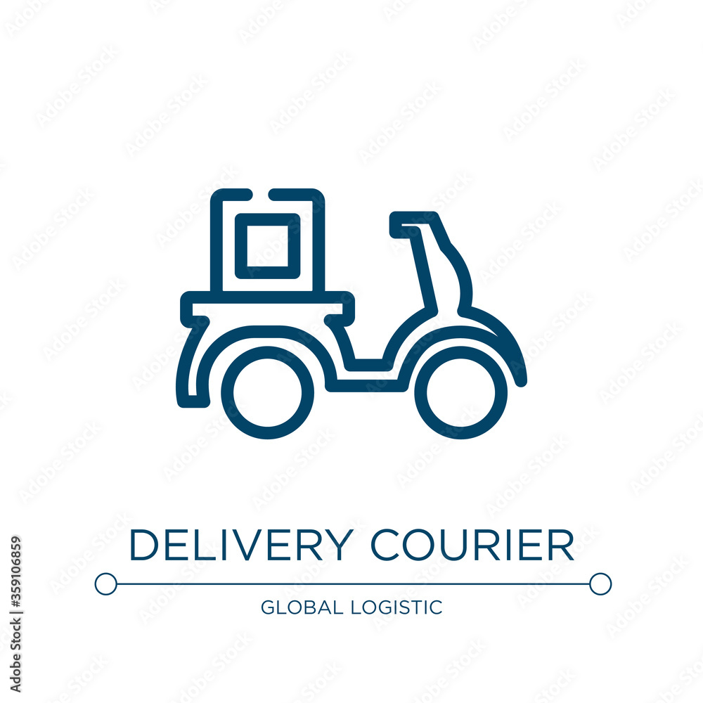 Delivery courier icon. Linear vector illustration from delivery collection. Outline delivery courier icon vector. Thin line symbol for use on web and mobile apps, logo, print media.