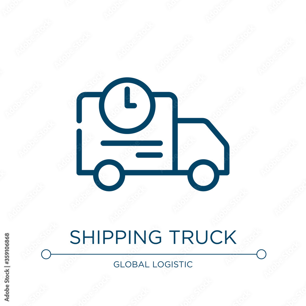 Shipping truck icon. Linear vector illustration from delivery collection. Outline shipping truck icon vector. Thin line symbol for use on web and mobile apps, logo, print media.