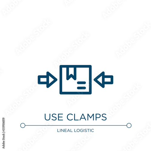 Use clamps icon. Linear vector illustration from shipping and handly fill collection. Outline use clamps icon vector. Thin line symbol for use on web and mobile apps, logo, print media.