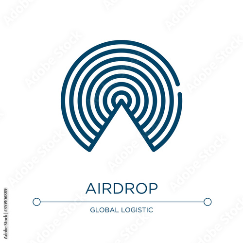 Airdrop icon. Linear vector illustration from delivery collection. Outline airdrop icon vector. Thin line symbol for use on web and mobile apps, logo, print media.