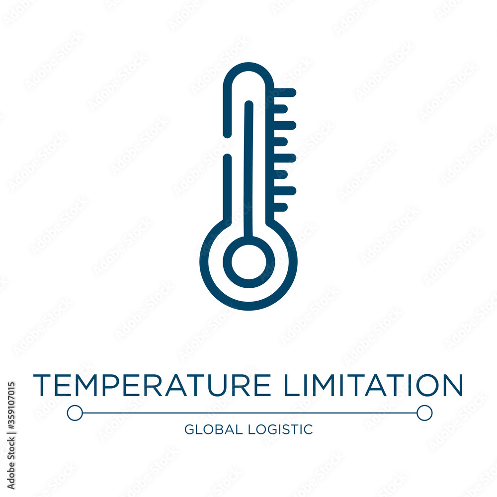 Temperature limitation icon. Linear vector illustration from shipping and handly linear collection. Outline temperature limitation icon vector. Thin line symbol for use on web and mobile apps, logo, Temperature limitation icon. Linear vector illustration from shipping and handly linear collection. Outline temperature limitation icon vector. Thin line symbol for use on web and mobile apps, logo,