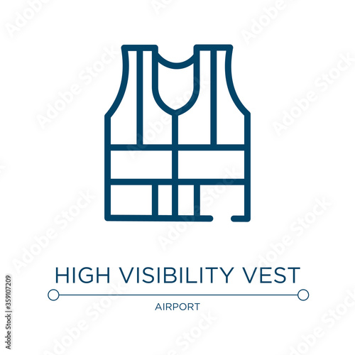High visibility vest icon. Linear vector illustration from taxi service collection. Outline high visibility vest icon vector. Thin line symbol for use on web and mobile apps, logo, print media.