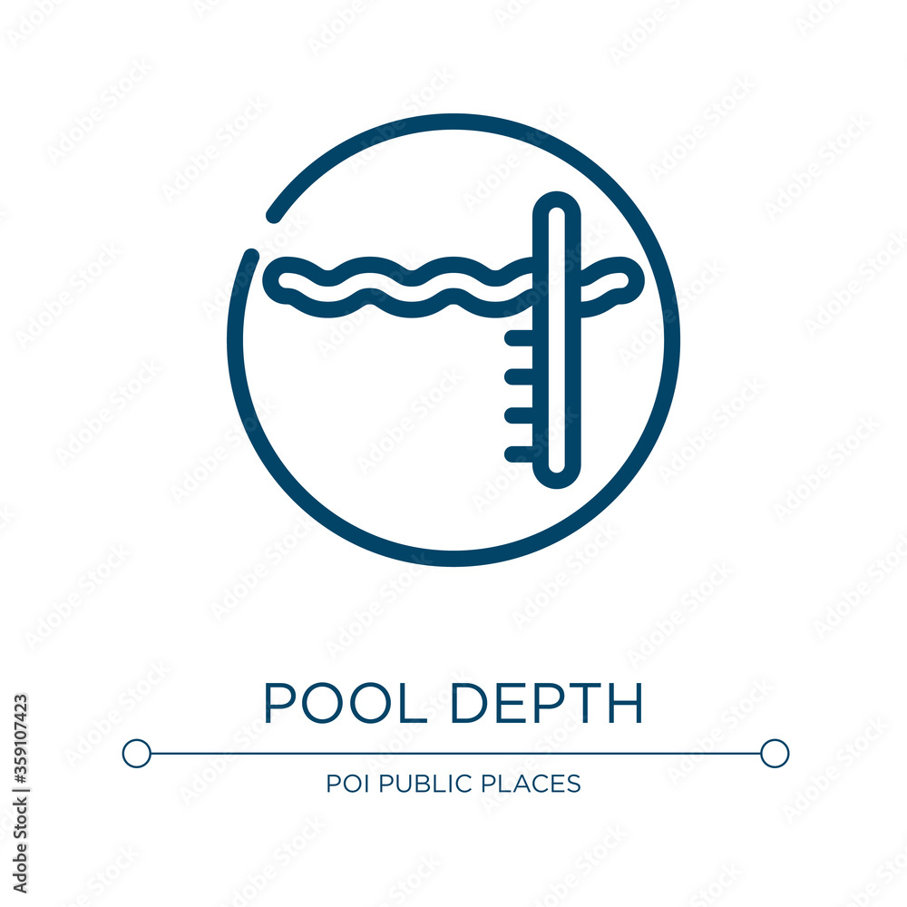 Pool depth icon. Linear vector illustration from swimming pool rules