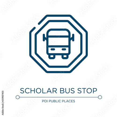 Scholar bus stop icon. Linear vector illustration from indications collection. Outline scholar bus stop icon vector. Thin line symbol for use on web and mobile apps, logo, print media.