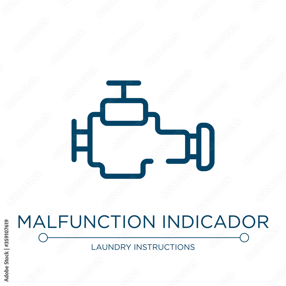Malfunction indicador icon. Linear vector illustration from car dashboard signals collection. Outline malfunction indicador icon vector. Thin line symbol for use on web and mobile apps, logo, print Malfunction indicador icon. Linear vector illustration from car dashboard signals collection. Outline malfunction indicador icon vector. Thin line symbol for use on web and mobile apps, logo, print