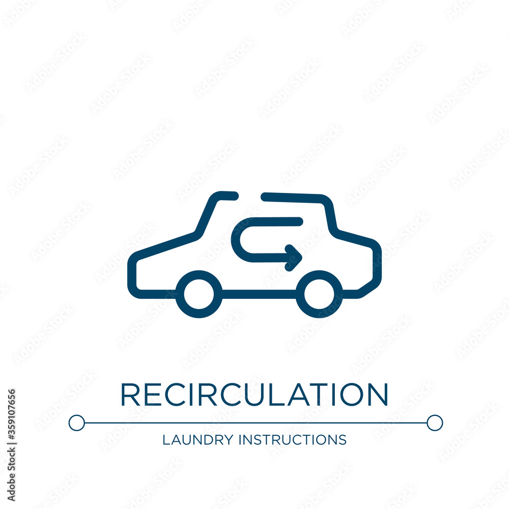 Recirculation icon. Linear vector illustration from car dashboard signals collection. Outline recirculation icon vector. Thin line symbol for use on web and mobile apps, logo, print media.