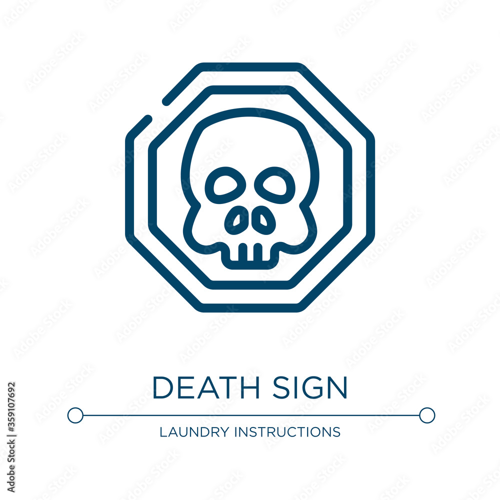 Death sign icon. Linear vector illustration from universal warning signals collection. Outline death sign icon vector. Thin line symbol for use on web and mobile apps, logo, print media. Death sign icon. Linear vector illustration from universal warning signals collection. Outline death sign icon vector. Thin line symbol for use on web and mobile apps, logo, print media.
