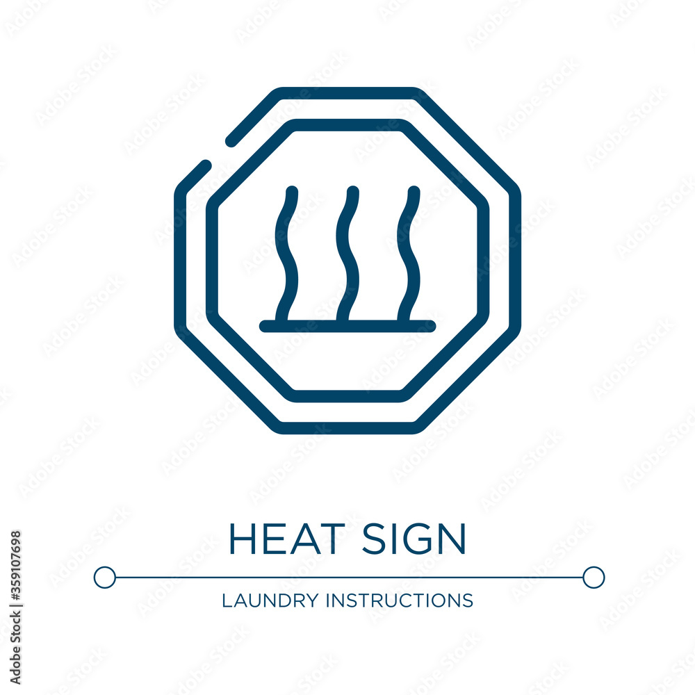 Heat sign icon. Linear vector illustration from universal warning signals collection. Outline heat sign icon vector. Thin line symbol for use on web and mobile apps, logo, print media. Heat sign icon. Linear vector illustration from universal warning signals collection. Outline heat sign icon vector. Thin line symbol for use on web and mobile apps, logo, print media.