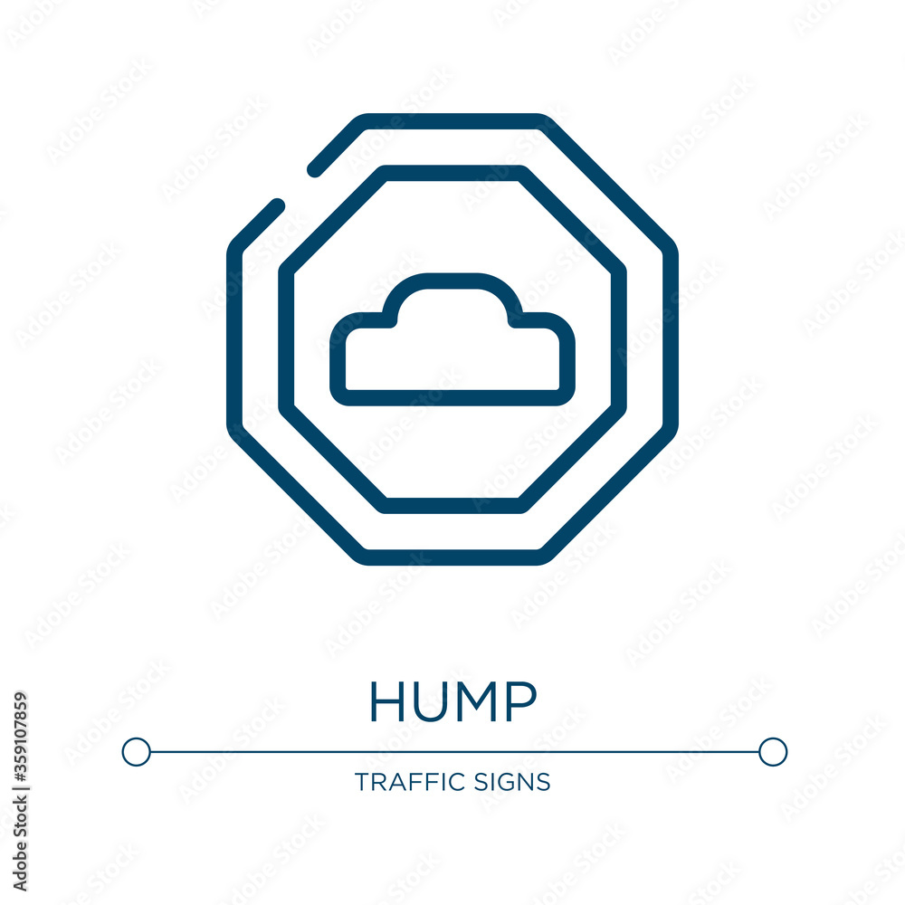 Hump icon. Linear vector illustration from traffic signs collection. Outline hump icon vector. Thin line symbol for use on web and mobile apps, logo, print media. Hump icon. Linear vector illustration from traffic signs collection. Outline hump icon vector. Thin line symbol for use on web and mobile apps, logo, print media.
