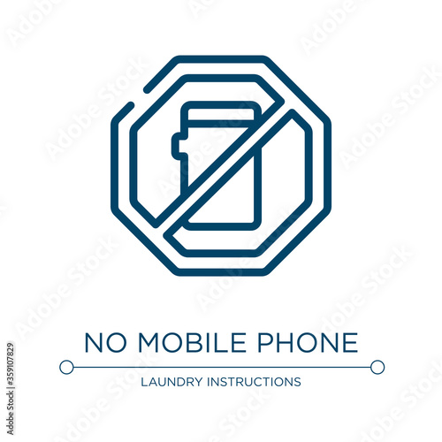 No mobile phone icon. Linear vector illustration from traffic signs collection. Outline no mobile phone icon vector. Thin line symbol for use on web and mobile apps, logo, print media.