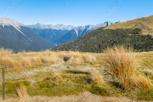 mountain ranges in Nelson Lakes National Park, South Island, New Zealand