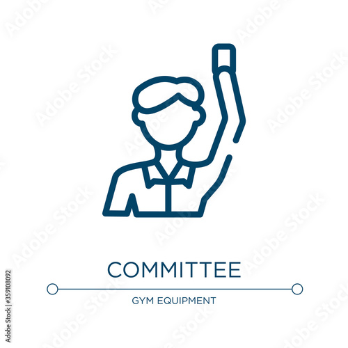 Committee icon. Linear vector illustration from thai boxing collection. Outline committee icon vector. Thin line symbol for use on web and mobile apps, logo, print media.