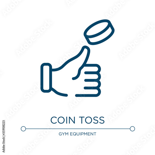 Coin toss icon. Linear vector illustration from soccer collection. Outline coin toss icon vector. Thin line symbol for use on web and mobile apps, logo, print media.