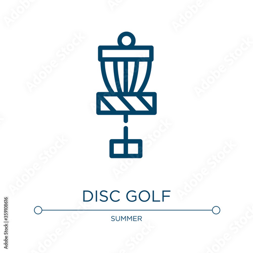 Disc golf icon. Linear vector illustration from summer collection. Outline disc golf icon vector. Thin line symbol for use on web and mobile apps, logo, print media.