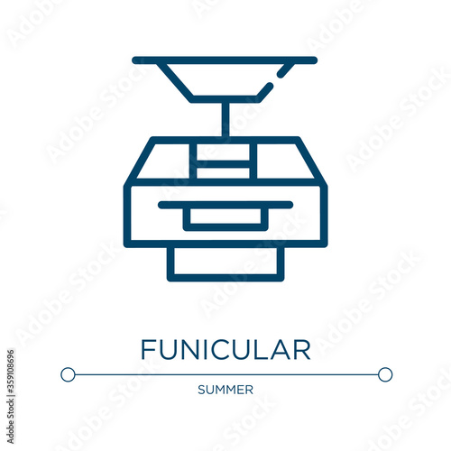 Funicular icon. Linear vector illustration from summer collection. Outline funicular icon vector. Thin line symbol for use on web and mobile apps, logo, print media.